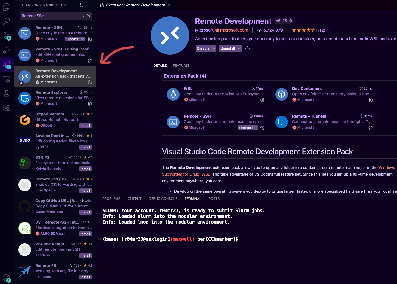 Remote development extension